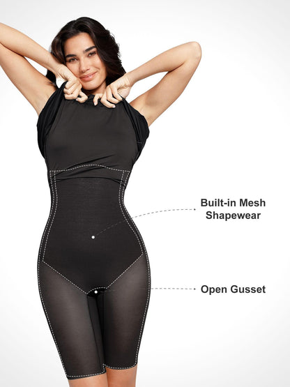 Shapewear Gömme Karın Kontrollü A-Line Midi Elbise