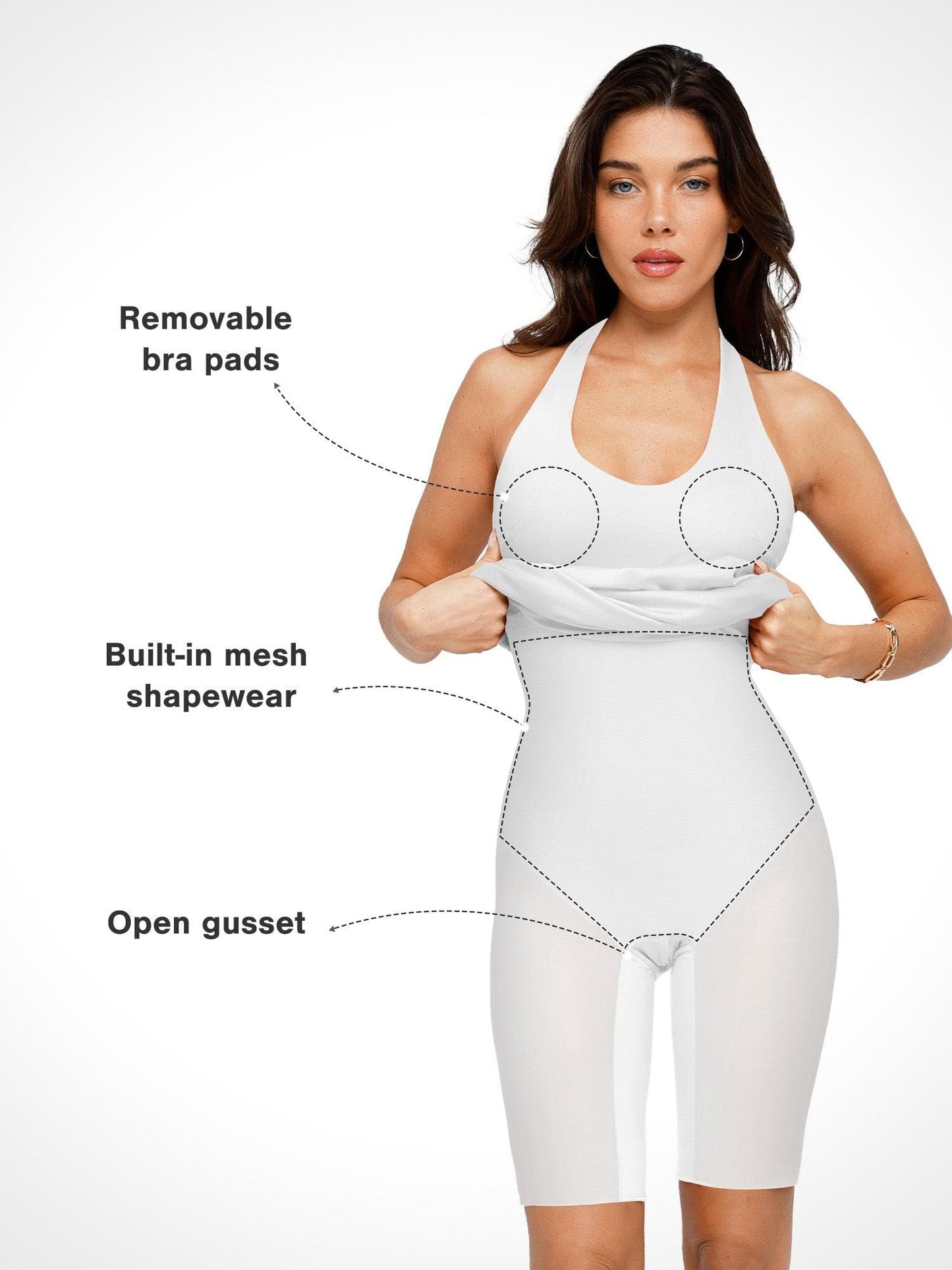 Shapewear Cabrio Sırtı Açık Halter Şekillendirici Midi Elbise