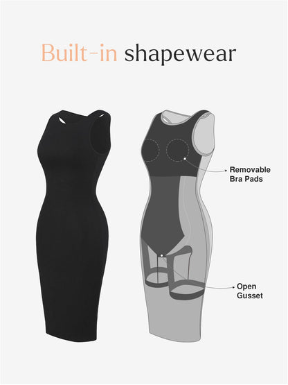 Shapewear Modal Karın Kontrollü Midi Elbise