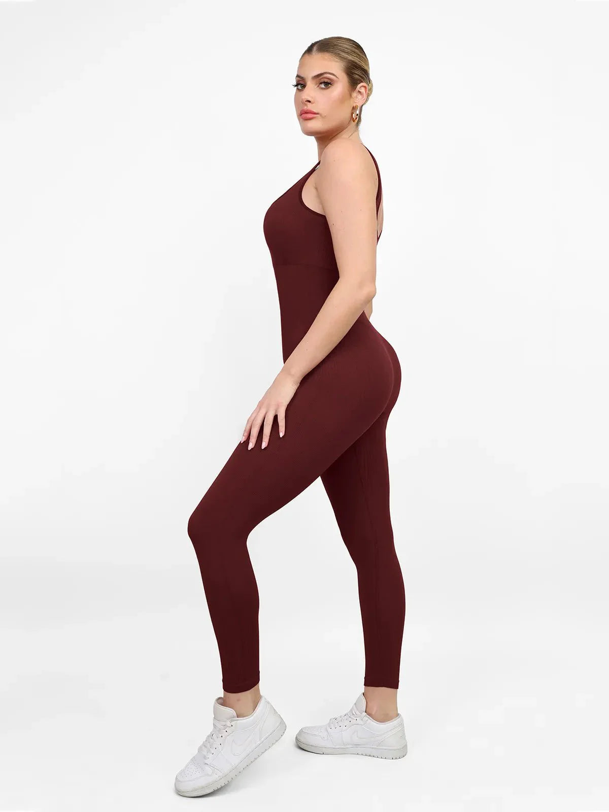 Shapewear Dikişsiz Kare Yaka Kolsuz Egzersiz Tulumu