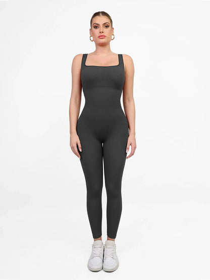 Shapewear Dikişsiz Kare Yaka Kalça Şekillendirici Egzersiz Tulumu