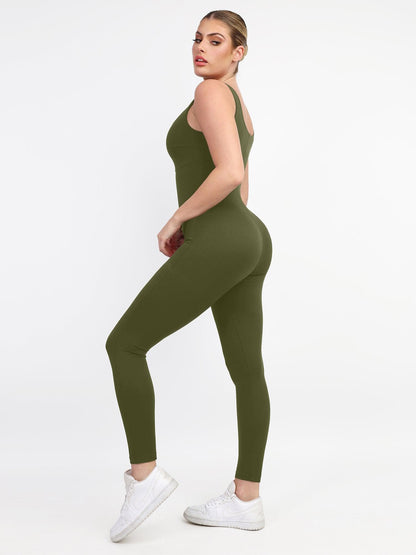 Shapewear Kare Yaka Bacak İnceltici Egzersiz Tulumu