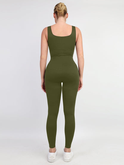 Shapewear Kare Yaka Bacak İnceltici Egzersiz Tulumu