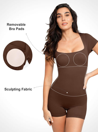 Shapewear Romper Dikişsiz Nervürlü Spor