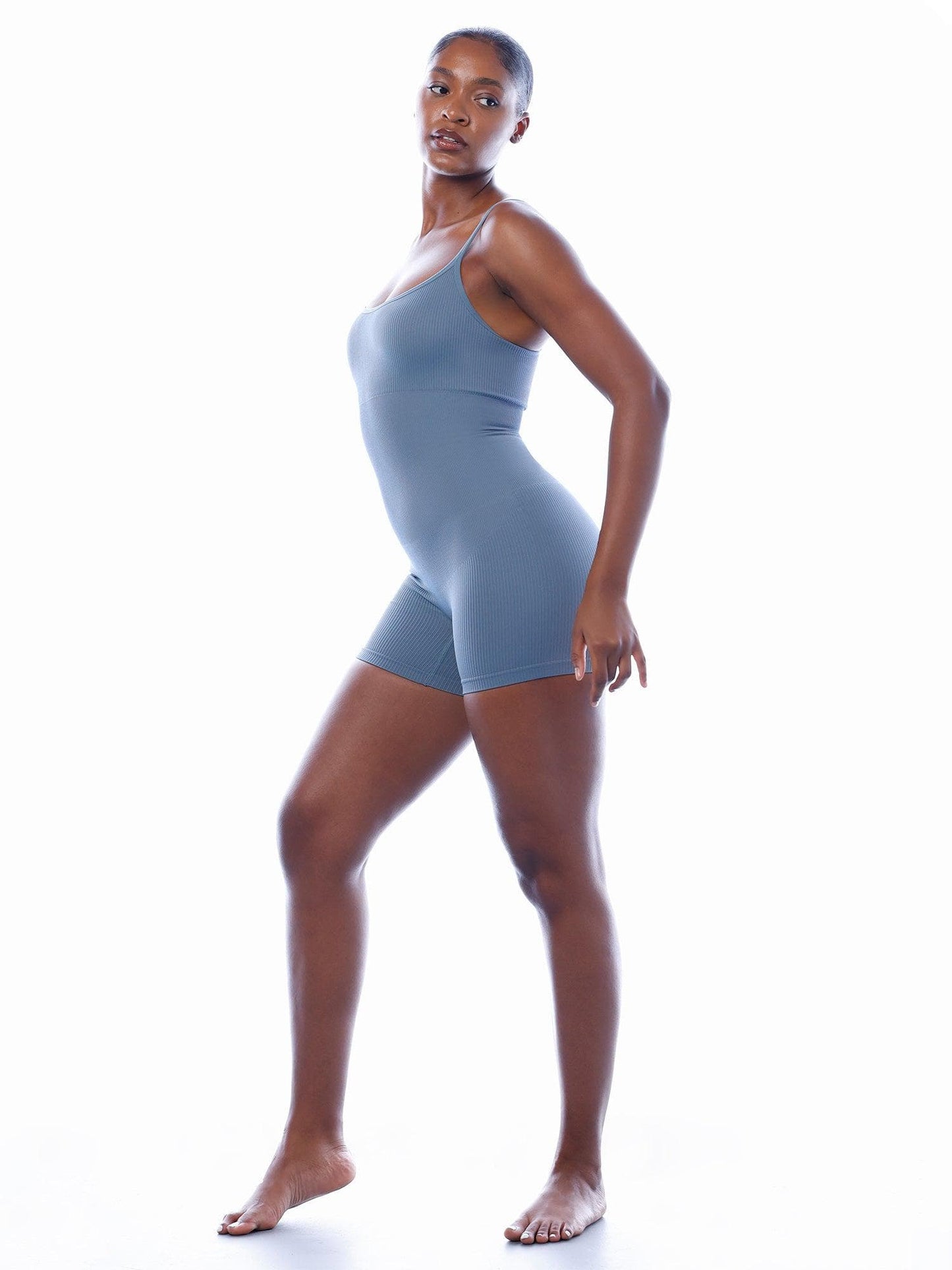 Shapewear Romper Dikişsiz Nervürlü Tank