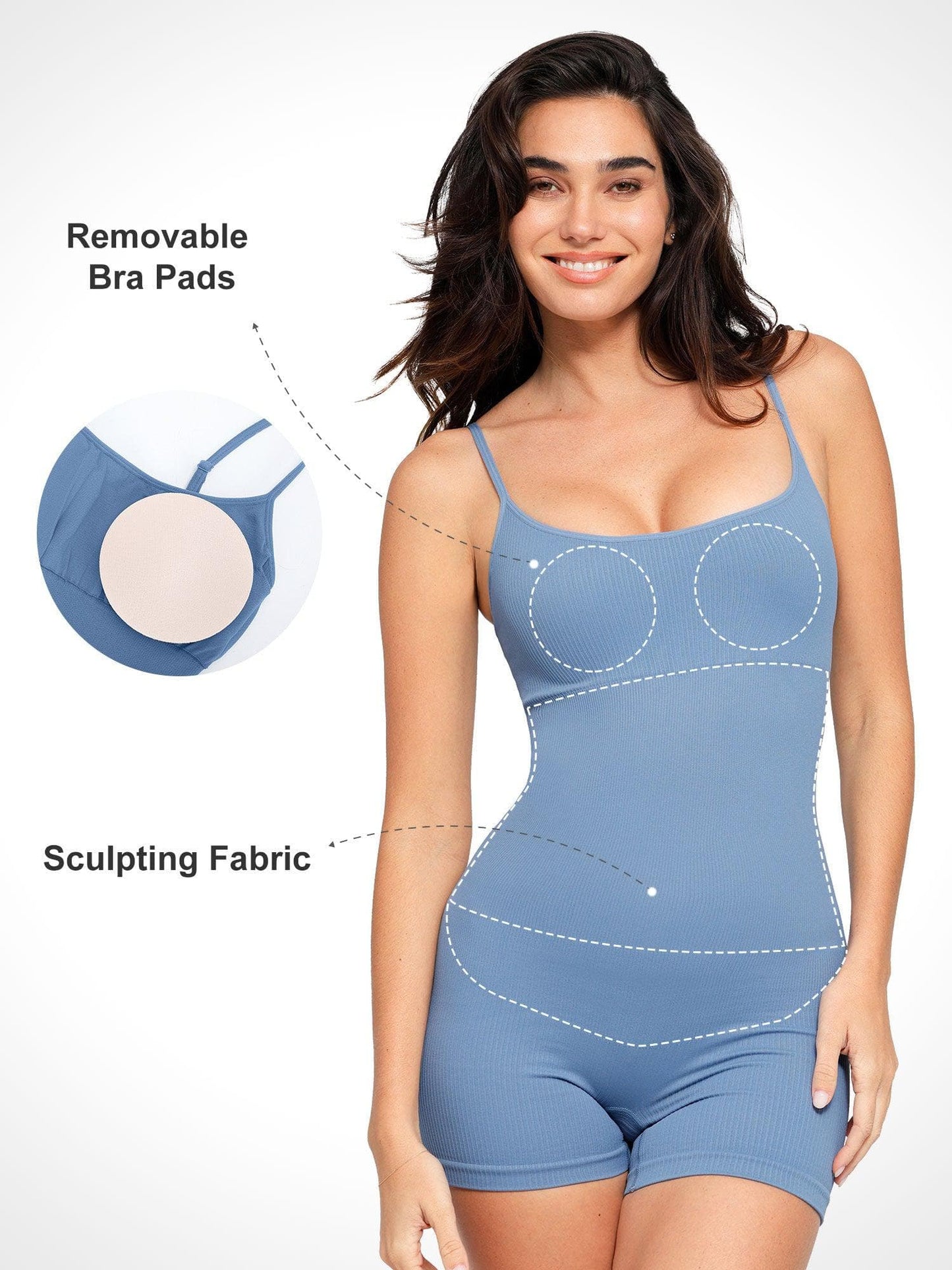 Shapewear Romper Dikişsiz Nervürlü Tank