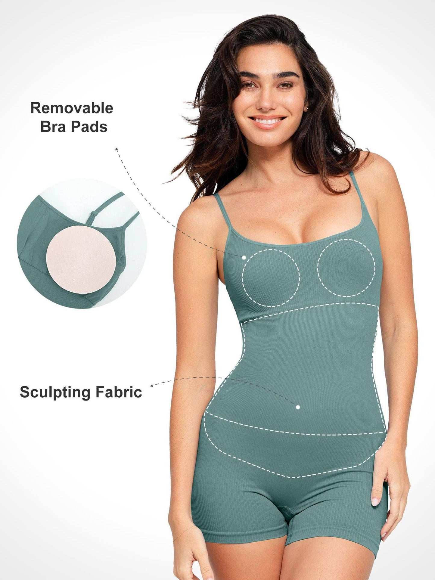 Shapewear Romper Dikişsiz Nervürlü Tank