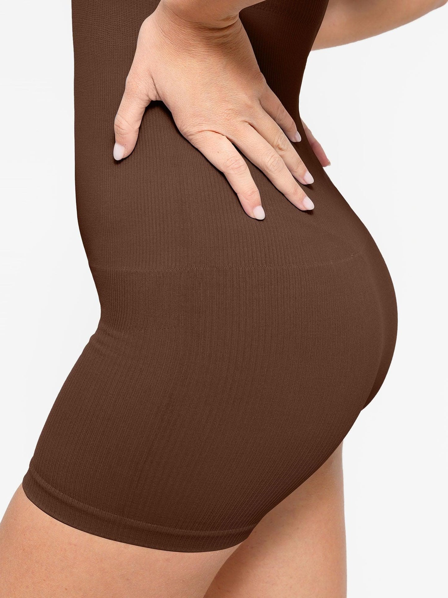 Dikişsiz Nervürlü V Yaka Shapewear Romper