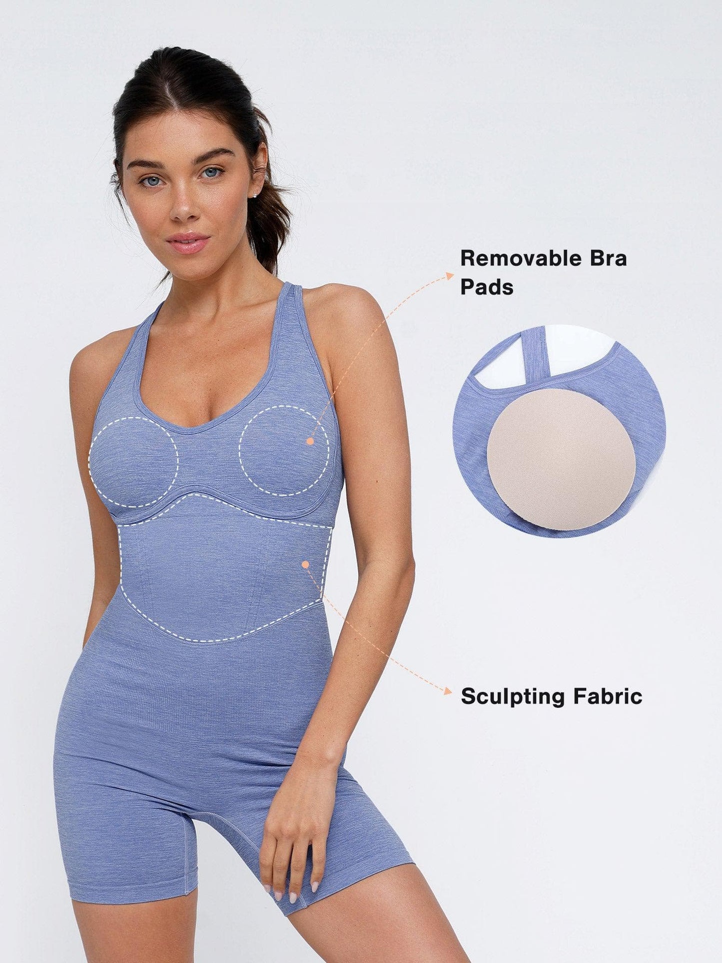 Shapewear Romper Dikişsiz Spor Çapraz Sırtlı