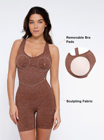 Shapewear Romper Dikişsiz Spor Çapraz Sırtlı