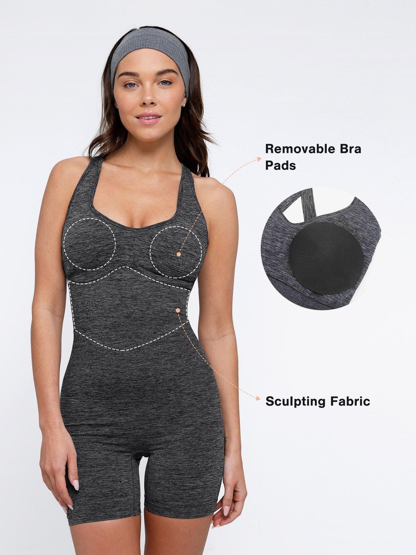 Shapewear Romper Dikişsiz Spor Çapraz Sırtlı