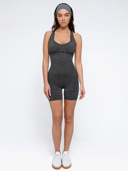 Shapewear Romper Dikişsiz Spor Çapraz Sırtlı