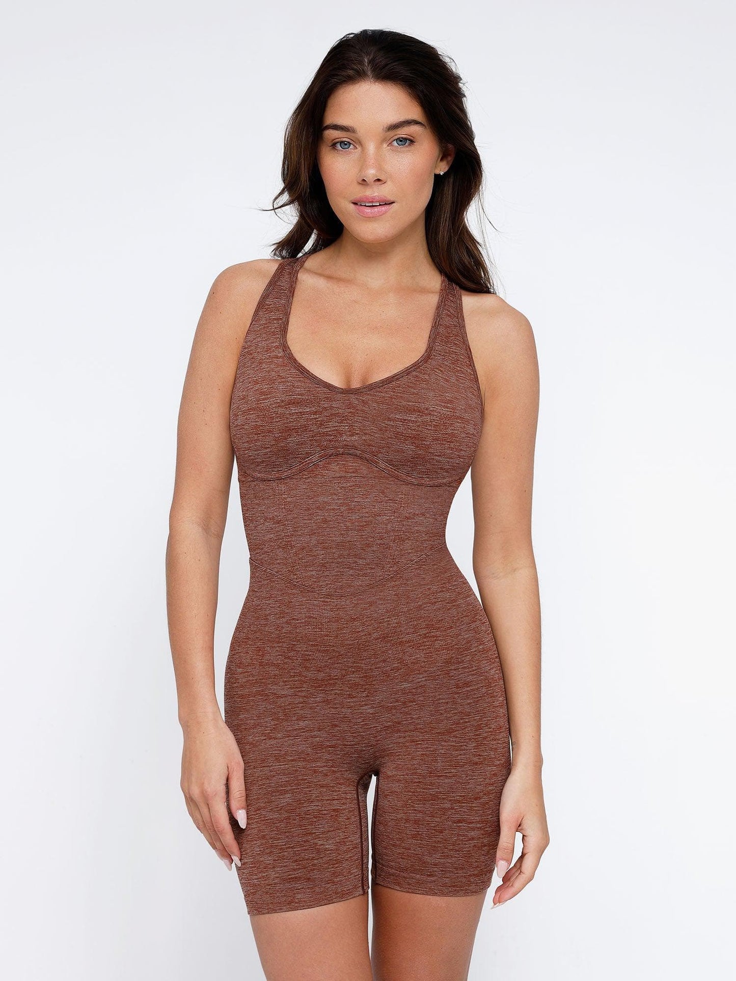 Shapewear Romper Dikişsiz Spor Çapraz Sırtlı