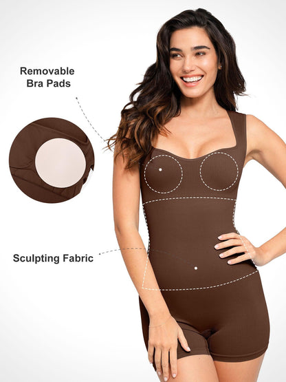 Shapewear Romper Dikişsiz Kalp Yaka