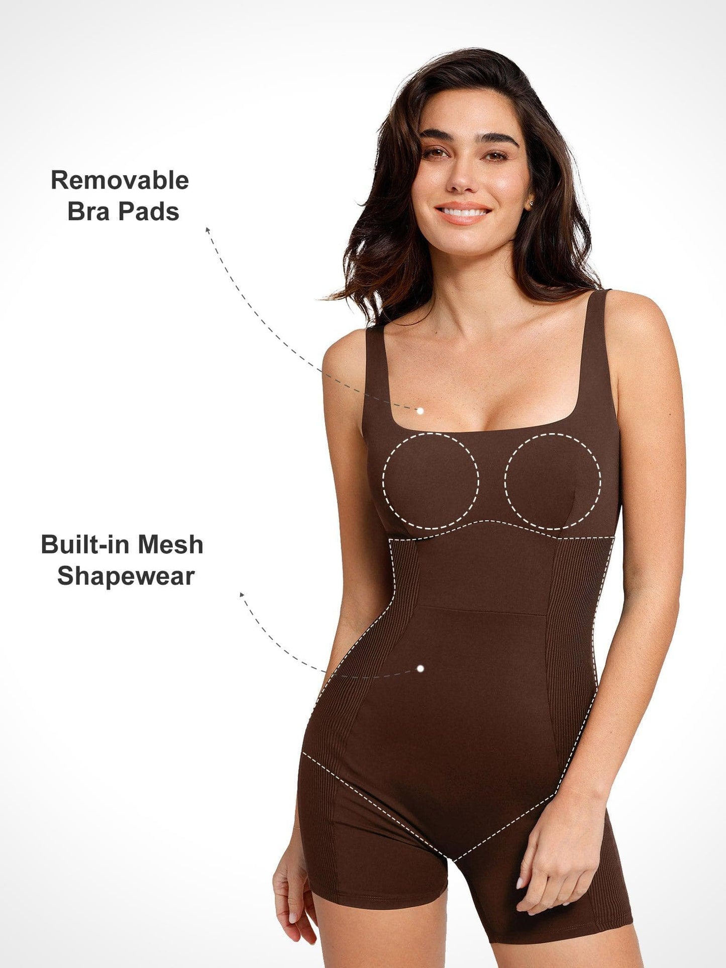 Shapewear Romper Kare Yaka Patchwork