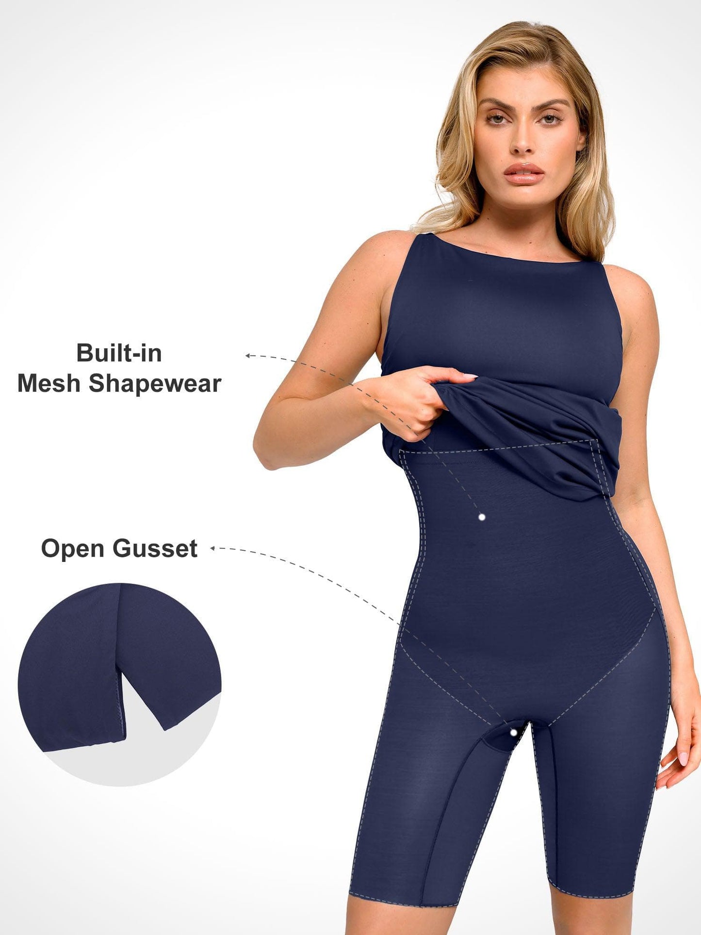 Shapewear Kolsuz Dantelli Karın Kontrollü Midi İş Elbisesi