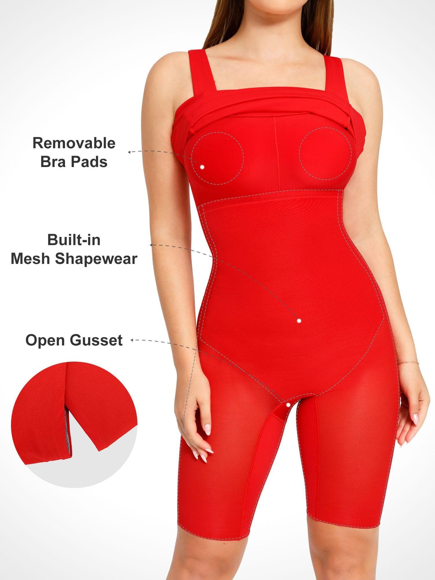 Shapewear Kolsuz Kare Yaka Şekillendirici Midi İş Elbisesi