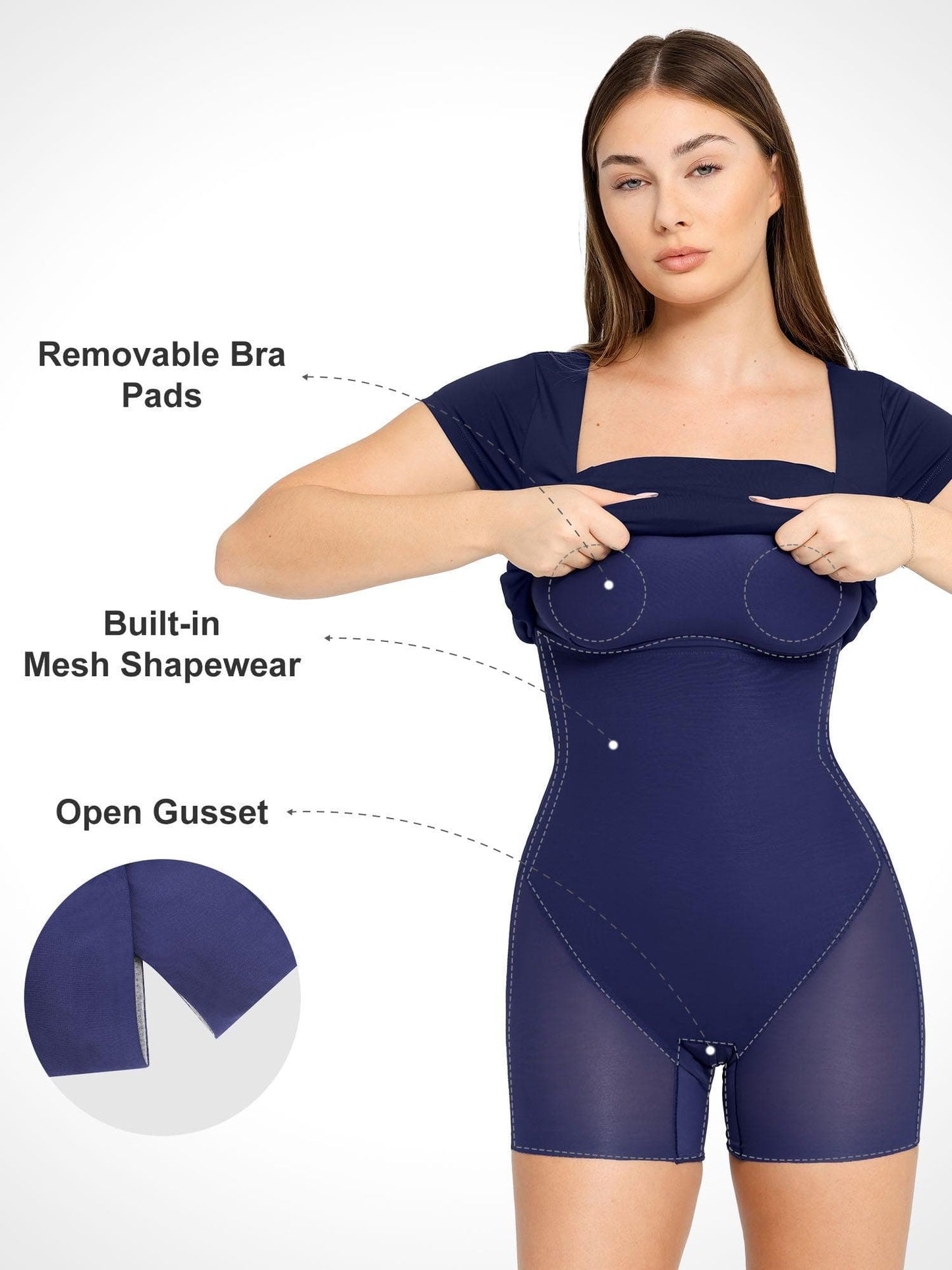 Shapewear Kare Yaka İnceltici Midi İş Elbisesi