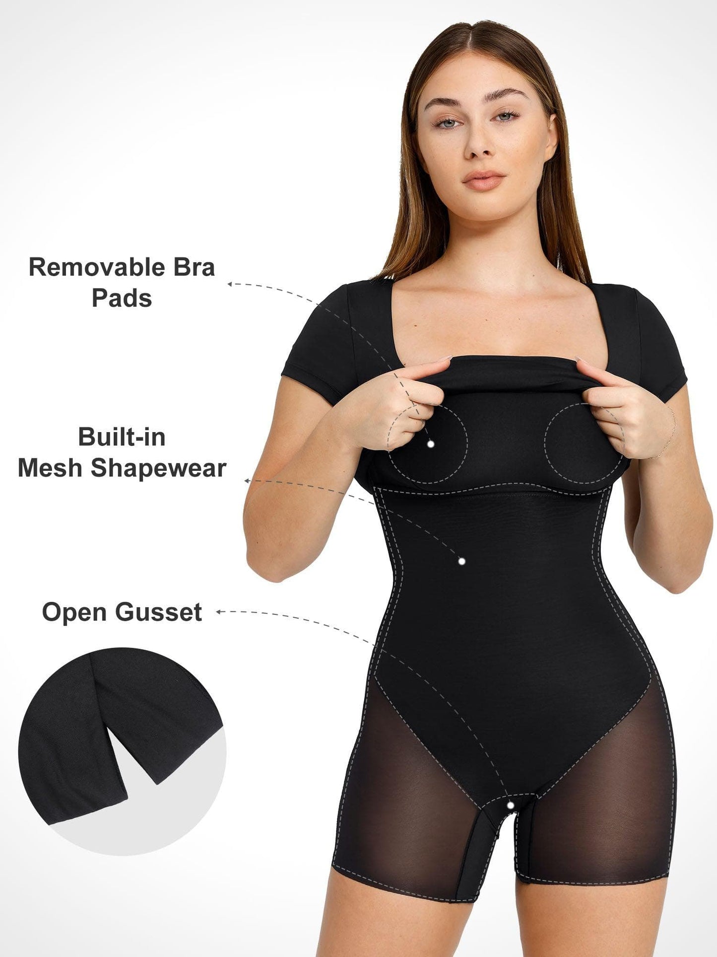 Shapewear Kare Yaka İnceltici Midi İş Elbisesi