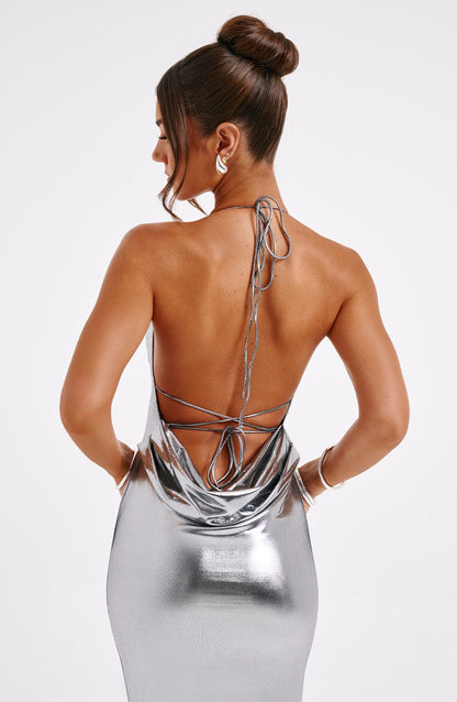 Lizbon Maksi Elbise - Gunmetal