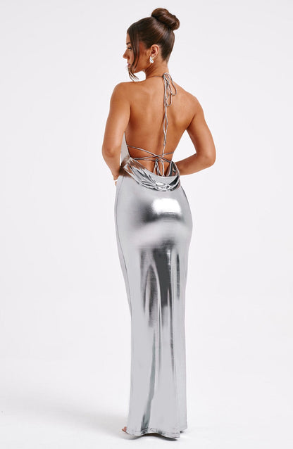 Lizbon Maksi Elbise - Gunmetal