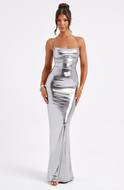 Lizbon Maksi Elbise - Gunmetal